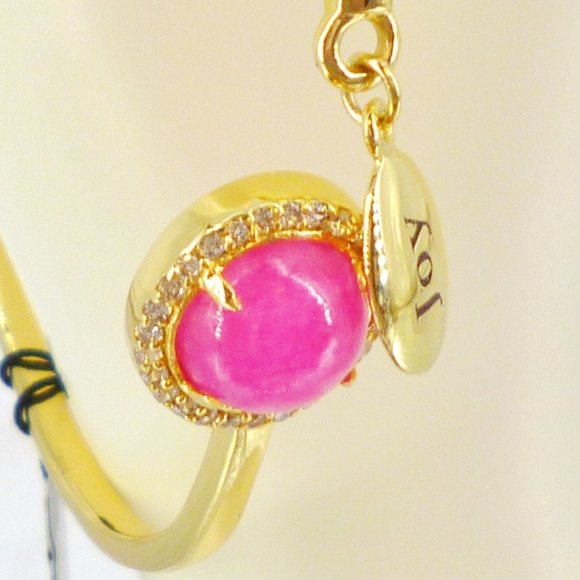Carolee Bracelet Pink Gemstone "Joy" Gold Plate Hinged 2.5" NWT Orig $75 M489 - Picture 2 of 7